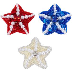 WEBEEDY 3 Colors Starfish Beaded Patches Sew on Pearl Rhinestone Sea Star Patches 3D Decorative Sea Animals Embroidery Patch Applique for Clothes Bag Pants Shoes Summer DIY Decoration Accessories