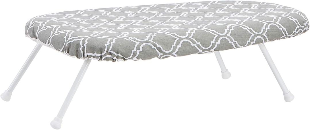Amazon Basics Compact Tabletop Ironing Board with Folding Legs - Trellis Removable Cover, Chevron, 23.6"L x 7.1"W x 14.3"H