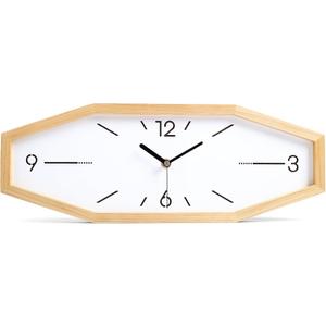 Wooden Retro Wall Clocks, 18 Inches Square Clocks Rectangular Wall Clock Battery Operated Silent Non-Ticking, for Kitchen Living Room Office Home Desk Bedroom (Primary Color)