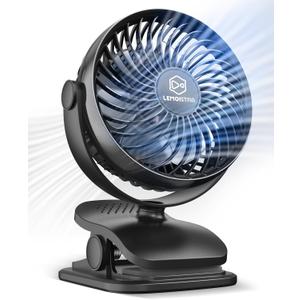 AA Battery Operated Clip on Fan, Stroller Fans, USB Powered Portable Desk Fan 4 Speeds Personal Golf Cart, Small Table Fan, Wireless, for Camping Hurricane Office Bed-Black(NO BATTERY) (Black(without batteries))