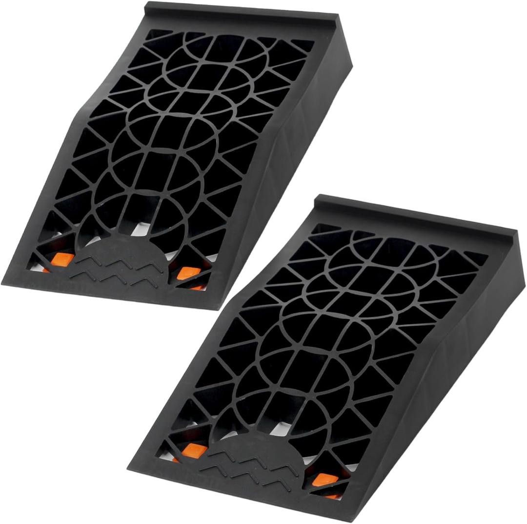 OULEME Low Profile Car Service Ramp - 2 Pack with Anti-Slip Pads for Lift Maintenance and Oil Changes, Low-Chassis Car Tire Ramps for Jack Support