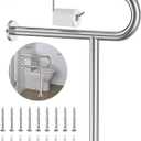 Toilet Grab Bar with Leg 24x28 Inch, ZUEXT Brushed Nickel Knurled Toilet Support Bar with Toilet Paper Holder, Stainless Steel Wall & Floor Mounted Bathroom Support Rail for Elderly Disabled Pregnant