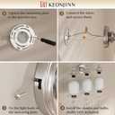 Keonjinn Brushed Nickel Bathroom Light Fixtures, 4-Light Vintage Vanity Lights for Mirror with Frosted Glass Shades, UL Listed E26 Base Reversible Vanity Lighting Fixtures for Wall(Bulbs Not Included)