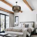 Dia 22 Inch Boho Wood Bead Chandelier Farmhouse, Bohemia Dining Room Light Fixture Over Table, Black Bead Pendant Chandelier for Bedroom Kitchen Hallway Entryway Nursery Living Room Foyer