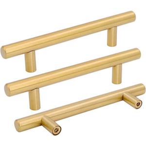 goldenwarm 25Pcs Cabinet Bar Handles Brushed Brass Dresser Drawer Pulls 3-3/4in(96mm) Kitchen Cabinet Hardware Modern Dresser Hardware Cupboard Door Pull Handles (3-3/4in Hole Centers)