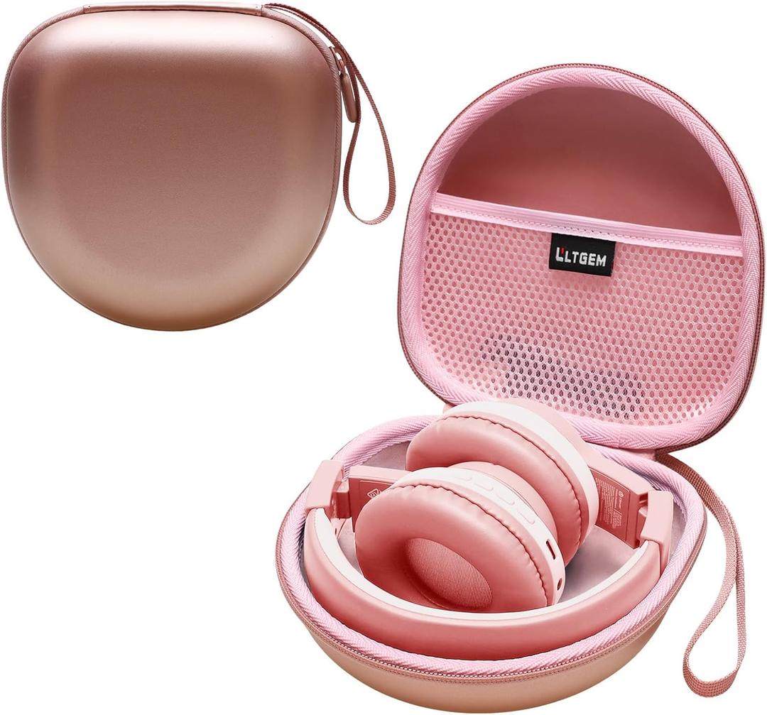 Kids Headphones Case Compatible with iClever BTH12 / HS19 / BTH26 / JoySpark-T5 / Candy Bila BH03 / EarFun/IMYB/MIDOLA MD-B01 / noot Products Foldable Kids Headphones, Rose Gold (Case Only)