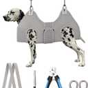 Kkiimatt Dog Grooming Hammock,XX-Large Hammock for Nail Trim, Hanging Harness for Nail Trimming,Dog Sling Restraint Holder for Pet Grooming Suspension Hanger with Thick Fabric Neck Support XXL (120 LB Max) Silver Grey 16-27in
