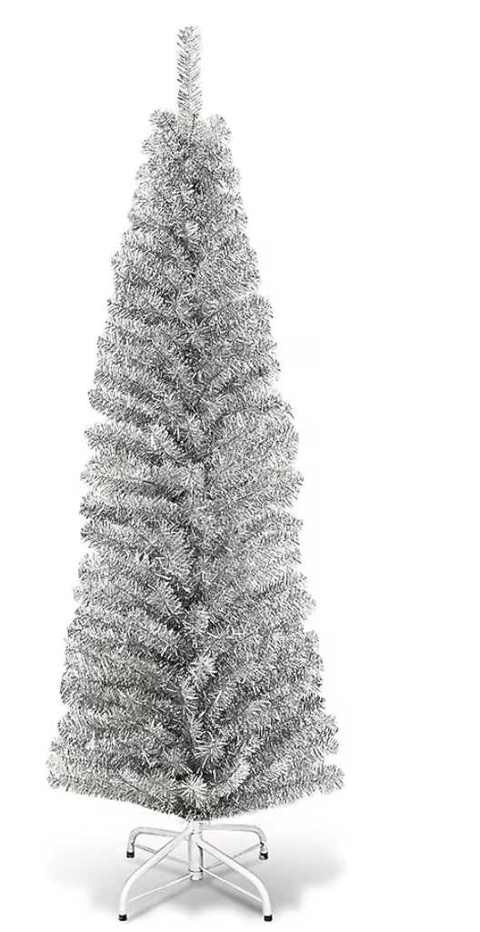 6-ft Pencil Silver Artificial Christmas Tree