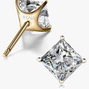 STUNNING FLAME 18K Gold Plated Sterling Silver Princess Cut Cubic Zirconia Stud Earrings