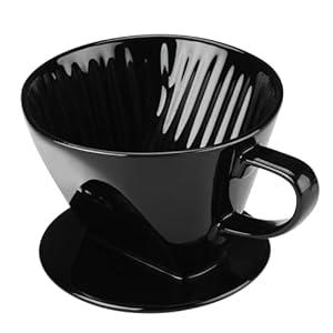 Pour Over Coffee Dripper, Ceramic Pour Over Coffee Maker with 3 Holes Flat Bottom, Easy Manual Slow Brewing, Porcelain Slow Filter Cone for Home, Office, Gift, Size 2,White