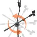 Microphone Stand with IPAD Clip, Floor Foldable Mic Stand with Phone Clip,Heavy Duty Tripod Boom Arm with 2 Mic Clips and Carrying Bag for Singing Karaoke Stage