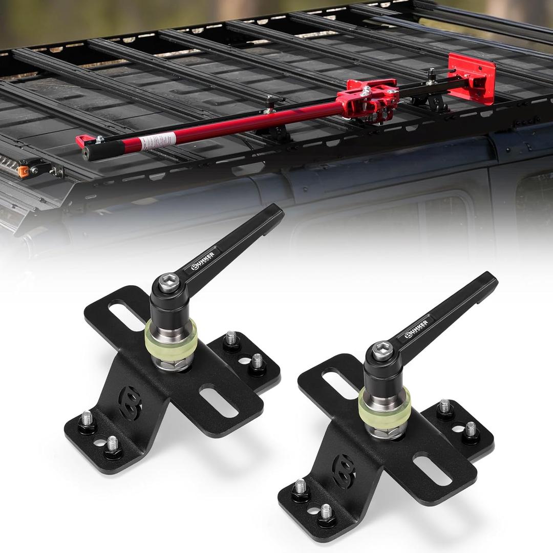 BUNKER INDUST Farm Jack Mount for Roof Rack, 2 Pcs High Lift Jack Mounting Brackets Works with M6/M8 Slots and Most Standard Farm Jacks
