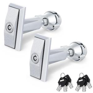 2 Set Universal Vending Machine Lock with T-Handle and 6 Keys Long Zinc Alloy Lock Replacement for ATM Candy Snack Machine, 5.9 Inch Long