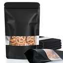 FireKylin 100 Pack Smell Proof Bags, Resealable Bags with Matte Window, Foil Pouch Stand Up Sealable Bags for Packaging（Black，4" x 6"）