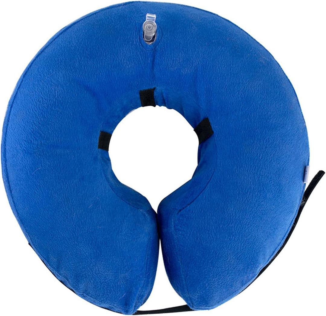 Inflatable Adjustable Dog Donut Collar, Soft Comfortable Inflatable Dog Collar, Wide Application Dog Cone Alternative Not Block the View, Dog Cone Collar for Pet Dog Cat Blue