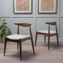 Christopher Knight Home Francie Fabric with Walnut Finish Dining Chairs, 2-Pcs Set, Light Grey / Walnut