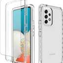 Phone Case for Galaxy A53 5G Case, Samsung A53 5G SM-A536U with Tempered-Glass Screen Protector, Clear Full Body Protective Hard PC Shell Soft TPU Cover Cases for Samsung Galaxy A53 5G (clear)