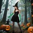 4PCS Witch Costume Accessories Set Wicked Costume Witch Costume Accessories with Hat Gloves Glasses