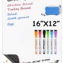 MaxGear 16 X 12 inch Magnetic Dry Erase Whiteboard for Refrigerator, Fridge Whiteboard Sheet Fridge Shopping List Office Notice Board with New Stain Resistant Technology (Include 1 Eraser,6 Markers)