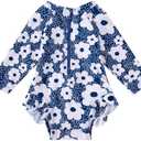 BMCiTYBM Baby Girls Swimsuits Long Sleeve Zipper One Piece UPF 50+ Sun Protection Swimwear Rash Guard 18_24 M