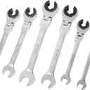 Anbull Ratcheting Combination Wrench with Open Flex head, 6PCS SAE Ratcheting Wrench Set with 180 Flex-head, 72 Gears Cr-V Steel Constructed