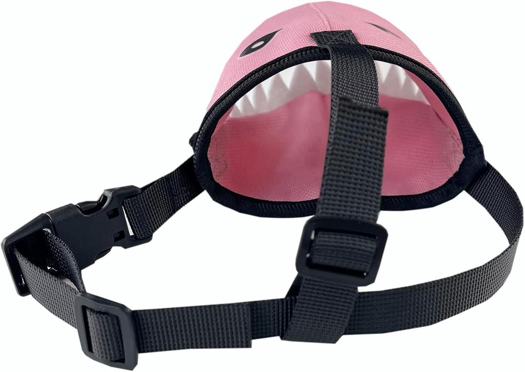Dog Muzzle Shark Design Mesh Soft Muzzle for  Large Sized Dogs, Adjustable for No Bark, Biting, Scavenging, Licking & Chewing(Pink-L)