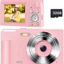 Digital Camera for Kids: Pink Camera for Teens - Christmas Birthday Gifts for Girls 8-10 - 16X Zoom Shoot Cam for Ages 8-13 - Compact Camera for 6 7 8 9 10 Years Old- Toys for Kid Children Toddler