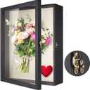 TJ.MOREE Flowers Shadow Box Display Case 13 x 16 Large Shadow Box Picture Frame with Glass Wedding Bouquet Memorabilia Medals Photos Memory Box (Black)