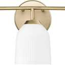 ML Lighting | Norah Collection | 22303-VB | 3 Light Vanity in Vintage Brass Finish with Opal Ribbed Glass Shade | Versatile Design That adds High-End Texture and Elegance to Your Bathroom