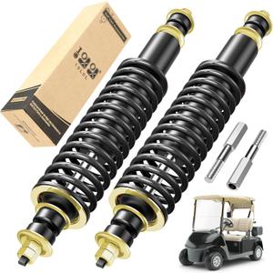 10L0L EZGO Golf Cart Front & Rear Shock Absorber Kit with Heavy Duty Coil Springs for TXT & Medalist 1994+ Gas/Electric, Replaces 70928-G01 76418-G01(Black, 2 Pack)