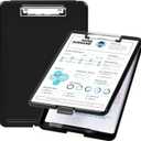 Amazon Basics Sturdy Plastic Storage Clipboard for School & Office Supplies, Lightweight, Black, 2-Pack
