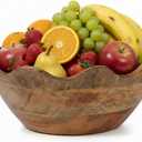 Mela Artisans Medium Scalloped Decorative Wooden Bowl | 10 Inch Mango Wood Fruit & Serving Bowl | Natural Grain Texture | Ideal for Kitchen Counter | Snacks | Desserts | Bread | Handcrafted Decor