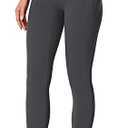 IUGA No Front Seam Leggings with Pockets for Women Buttery Soft Tummy Control Workout Leggings High Waisted Yoga Pants Ink Gray L/XL