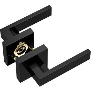 TICONN Dummy Door Handle, Heavy Duty Reversible Square Dummy Door Lever for Indoor, Bedroom, Closet (1 Pack, Front & Back Pair, Matte Black)