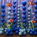 Gejoy 157 Pcs Under The Sea Balloon Decor Kit Ocean Party Baby Shower Decorations, Latex Blue Clear Bubble Green Orange Balloons Aluminum Clownfish for Under Sea Birthday Wedding Stage Party Supplies