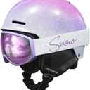 Odoland Kids Ski Helmet, Snow Helmet with Ski Goggles Set for Boys and Girls, Shockproof, Windproof, Safety Snowboard Sports Helmets and Protective Goggles for Children Age 6-14 (XS(49-53cm/19.3-20.9"), Sparkly Gradient Purple)