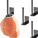 4 Pack Hat Racks for Baseball Caps, Stainless Steel Hat Organizer for Baseball Cap, Hat Holder Storage Organizer, H at Hanger Strong Adhesive/Wall Drilled for Door, Bedroom, Closet(Black 6 in)