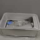 Stainless Steel Litter Box | XXL Deepened 8" Design Enclosed Box with Lid for Big Cats | High Sided, Anti-Urine Leakage | Non-Stick Bottom & Includes Litter Mat & Metal Scoop (Silver Gray)