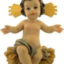 Catholic Brands Infant Jesus in Manger 2 Piece Resin Statue Figurine for Nativity Set, 7 Inch