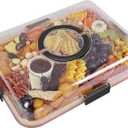 Charcuterie Board with Clear Lid, Travel Portable Cheese Board Charcuterie Boxes Cutting Boards for Kitchen, House Warming Gifts New Home, Gifts for Women (1 Compartments Black)