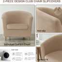 Velvet Club Chair Slipcover 2 Piece Swivel Barrel Chair Covers Slipcover Tub Chair Slipcovers Round Accent Armchair Covers Bucket Chair Covers Protector for Living Room Camel