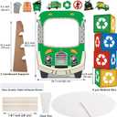Trash Truck Birthday Decorations, Garbage Truck Photo Booth Props Set, Garbage Truck Cardstock Standee with Recycling Box Decorations for Birthday Party or Baby Shower Decor