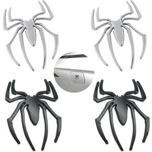 2PCS 3D Spider Emblem Car Sticker Metal Chrome Silver Spider Badges Sticker for Universal Car Vehicle, Truck, Motorcycle, RV, Scooter, SUV, Door, Window for Headphone Decorations(Silver-B0C22ZMFK8)