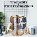 kondyfayo 360 Rotating Sunglass Organizer Storage, Stainless Steel Glasses Holder Stand, Glasses Organizer with Tray for Desk, Dresser, Tabletop, Nightstand and Home Decor (Gold)