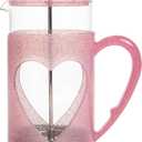 Paris Hilton 8-Cup French Press Coffee Maker, Durable Borosilicate Glass with Stainless Steel Filter, Heat-Resistant Design for Daily Use, 34-Ounce, Pink
