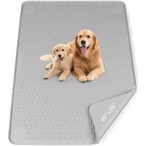 Pee Pads for Dogs, 40" x 28" Extra Large Reusable Dog Silicone Mat for Floor Protector, Washable Non-Slip Dog Training Pads for Potty Training (Light Grey)