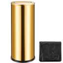 30L/8GAL Gold Lidded Trash Can with 100 Garbage Bags Metallic Gold Brass Kitchen Garbage Bin with Flip Lid Commercial Compact Waste Basket for Shopping Centers, Elevator Doors, Hotels