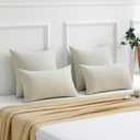 FUTEI Beige Decorative Throw Pillow Covers 20x20 Inch Set of 2,Soft Chenille Triangle Check Pattern Cushion Case,Modern Home Decor for Couch Bed Living Room