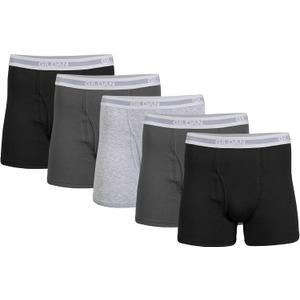 Gildan Men's Underwear Boxer Briefs, Multipack (Large, Black/Charcoal/Sport Grey (5-pack, Shorter Length))