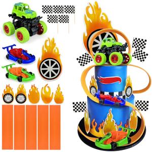 19PCS Truck Cake Decorations Trucks Race Cars Cake Topper For Truck Themed Racing Car Party Decoration Supplies